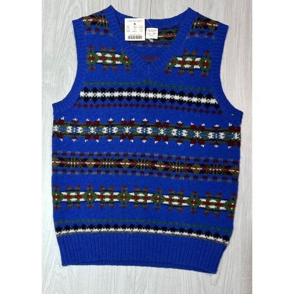 Crewcuts fair Isle alpine blue lambs wool sweater vest nwt 6/7 - Picture 1 of 3